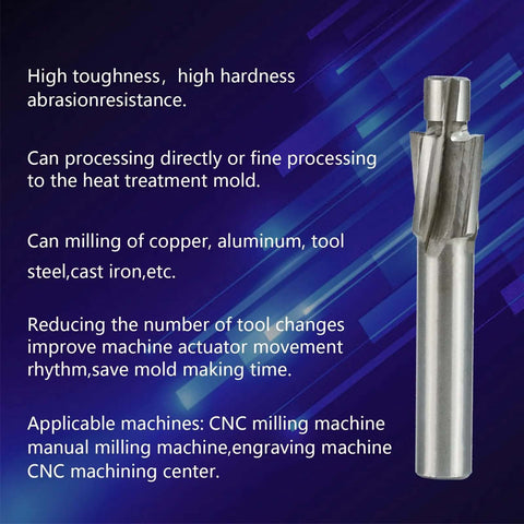 HSS counterbore end mill for CNC routing, sizes M3–M12, silver metal tool