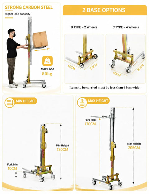 Heavy Duty 60 Or 80 Kg Lifting Jack For Warehousing And Material Handling Offers smooth control while lifting a box to 80 kg capacity.