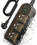 Outdoor Weatherproof Power Strip With 3 Outlets, 5 Foot Cord, 1625W High Power, Anti Shock Safety, IPX6 Waterproof in use