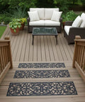 Grippy No Slip Butterfly Stair Traction Treads Set Of 4 Black Rubber Mats Iron Grill Look 29 Inch Long By 9.5 Inch Wide