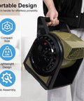Beast High Velocity 450 CFM Fan With 3 Speed Settings 120V shown in portable design being carried by person