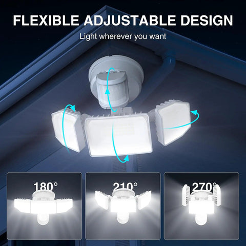 Hella Bright Kick Ass Outdoor Motion Sensor Flood Light 85W 8500 Lumens LED Security Spotlight With Dusk To Dawn Detection And IP65 Weatherproof Triple Head Design For Garage Yard Porch