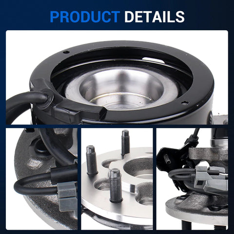 Close-up of Front Wheel Hub And Bearing Assembly 515106 515107 for 04-08 Chevy Colorado showing bolt holes and ABS cable.