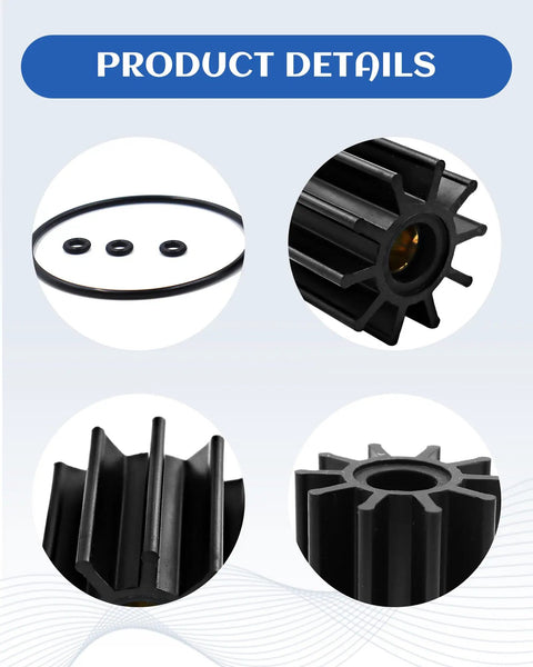 Marine Impeller Repair Kit With O Ring Compatible With Crusader PCM RP061022 close-up of impeller blades and O-rings