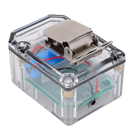 Built Tough Motion Sensor Safety Alarm For Frontline Workers With 100dB Distress Alert Long Battery Life Rock Solid Stillness Detection gear in clear housing.