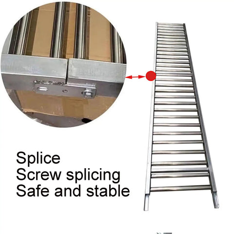 Galvanized Steel Roller Conveyor System For Unpowered Freight Handling With Extra Unloading Pulley And Slides, 40x500 Cm Flow Rack For Heavy Duty Haul And Smooth Movement, splice detail
