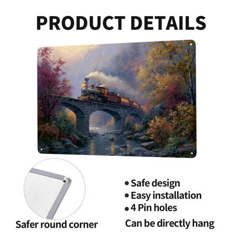 Dope Vintage Steam Locomotive Crossing Stone Arch Bridge Metal Tin Plaque Sign For Living Room Study Or Studio Wall Decor 8 By 12 Inch Fade Resistant Print Weatherproof Rustic Home Wall Art