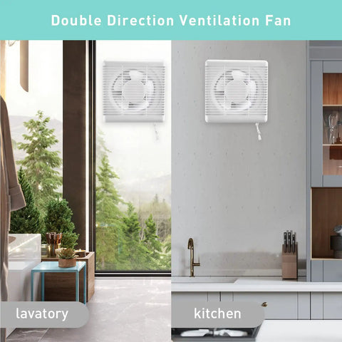 Window Shutter Exhaust Fan With Reversible Airflow 470 CFM 12 Inch Wall Mount Attic Fan in bathroom and kitchen