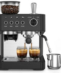 All In One Espresso Machine With Built In Grinder For Home Use Anti Clog Grind Path With 20 Percent Wider Chute And Reinforced Helical Auger Milk Frother And Steam Wand For Barista Quality Cappuccino And Latte In Matte Black