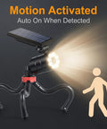 Ultra Bright Solar Motion Light Outdoor Waterproof Security Spotlight Motion Activated With Flexible Tripod spotlight on