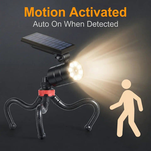 Ultra Bright Solar Motion Light Outdoor Waterproof Security Spotlight Motion Activated With Flexible Tripod spotlight on