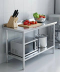 Stainless Steel Workbench With Dual Tier Storage Rack, 31.5 By 20 Inches, Heavy Duty Prep Table For Restaurants, microwaves, and vegetables.