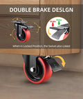 Beefy 4 Inch Caster Wheels Set Of 4 2200 Lbs Capacity Silent Swivel With Brake Rigid TPR Rubber Wheels Locking Industrial Plate Casters