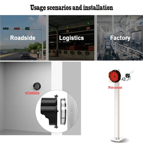 Heavy Duty Industrial Traffic Light With Wireless Remote Control Dual Red Green Signal For Loading Docks And Warehouses Slick Four Inch Diameter Bright Lens Easy Install And Rock Solid Performance