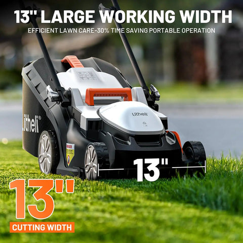 Cordless 13 Inch Lawn Mower With 20V Battery for Small to Medium Yards lightweight walk behind five height adjustments 3400 RPM