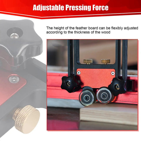 Adjustable Bearing Roller Featherboard Feeder for Table Saw with Aluminum Alloy 5mm Stroke and Double Wheel Pro Grade Jig