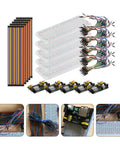 DIY Breadboard Kit With Power Supply Module And 65 Jumper Wires 40 Pin 20 Cm Leads Pro Grade Prototyping For 3.3V And 5V Electronics Starter Friendly For Class Lab Or Home Projects Portable And Easy To Use breadboards, jumper wires, and power modules shown
