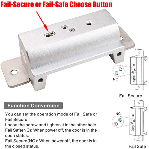 Heavy Duty Electric Strike Lock With Adjustable Mode for Fail Safe or Fail Secure, 2200 Lb Jaw Strength, 500000 cycles shown