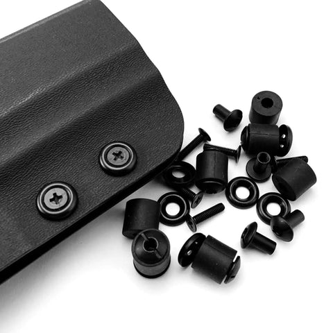 Four Set Release Screw Kits For Leatherwork, Woodworking, And Metal Applications, Rock Solid Screws Delivering A Tight Grip For Sheaths, Holders, And DIY Projects, black metal screws on leather sheath