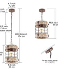 Retro Industrial Round Wood And Metal Chandelier Pendant Light For Kitchen Island Foyer Bar Dining Room 1 Light Cage.