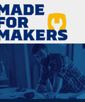 Person crafting at a table with text 'Made for Makers' above, representing DIY projects and craftsmanship.