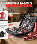 4 Pack 5.5 Inch Aluminum Corner Clamps For Woodworking Boss Level 90 Degree Right Angle L Shaped Squares With Precision Screws Dual Scale Positioning For Frames Cabinets Drawers And Boxes, red case
