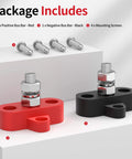12V 250A Power Distribution Block Set with positive red and negative black junction blocks, 5/16 inch studs, and screws.