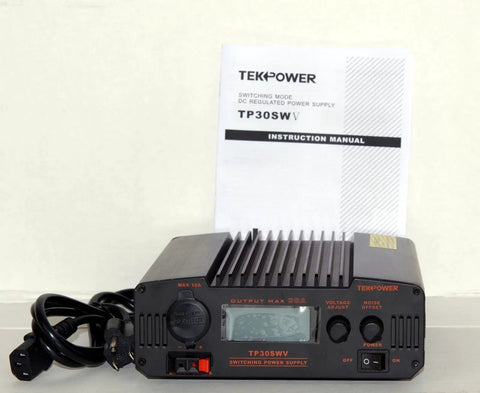 Heavy Duty 30 Amp DC 13.8V Digital Switching Power Supply With Noise Offset For Ham Radios And CBs, with instruction manual