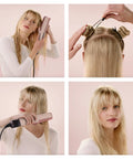 Woman using Airstrait Wet To Dry Hair Straightener With No Heat Damage And No Hot Plates for smooth frizz-free styling
