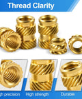 400 Pcs Brass Heat Set Threaded Inserts Kit For Plastic And 3D Printing, M2 To M6 Knurled Female Threaded Nuts, close-up view