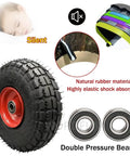 Heavy Duty Pneumatic Caster Wheels With Tubeless Natural Rubber Tires Rock Solid Swivel Base Features Dual Ball Bearings with black tire