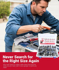 Mechanic using 125 Piece Stainless Steel Cable Clamps Assortment Kit with Rubber Cushioned P Clips on engine