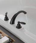 Claymore Two-Handle Widespread Roman Tub Faucet Trim Kit In Oil-Rubbed Bronze PTT298696-OB Valve Not Included installed on tub