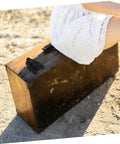 Retro Box Toggle Latch Padlock For Jewelry Boxes And Cabinets With Metal Duckbilled Hasp on wooden case outdoors