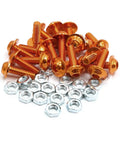 Orange Aluminum Alloy M6 Hex Socket Head Bolts And Nuts Set For Motorcycle, 20 Pieces, 6mm Thread, 20mm Length, 25x15mm Bolt Body