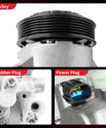 Detailed view of Straight Up AC Compressor With Integrated Clutch, showing pulley, rubber plug, and power plug for Toyota Corolla 2011-2013.
