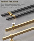 Extra Long Two Sided Pull Door Handle For Interior And Exterior Doors Heavy Duty Stainless Steel Push Pull Bar With Black And Gold Finish 180 Cm Long Dual Access Door Handle For Easy Front And Back Entry