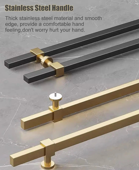 Extra Long Two Sided Pull Door Handle For Interior And Exterior Doors Heavy Duty Stainless Steel Push Pull Bar With Black And Gold Finish 180 Cm Long Dual Access Door Handle For Easy Front And Back Entry