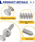 Heavy Duty Lag Screws Kit 50 Pcs 3/8 X 2 Inch Hex Head Lag Bolts With Flat Washers Stainless Steel 304 Rust Resistant