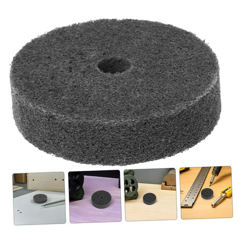 Heavy Duty 6 Pack Nylon Polishing Wheel Set For Metal Grinding Buffing Sanding With 10Mm Hole Fits Bench Grinders And Tool Shops For Smooth Shiny Finishes On Steel Iron And Alloys Fast, dark grey polishing wheel close-up.