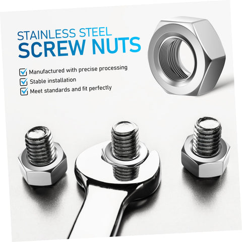 200 Piece Stainless Steel Hex Nuts Heavy Duty Hardware Fasteners For Repair Assembly And Fabrication Jobs Built Tough And Ready To Roll With Zero Hassle For Any Daily Grind Or Weekend Build, showcasing polished nuts and wrench.