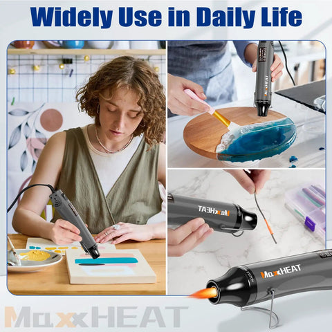 Compact 300W Heat Gun Kit With 662F Output For Crafts And DIY Projects, embossing and drying paint with handheld hot air tool