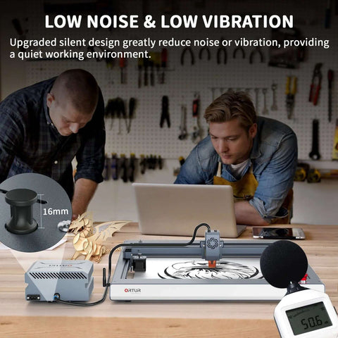 ORTUR air-assist pump for laser cutter, 0-50 L/min, for Laser Master 3/2 Pro LF, with laser module protection.