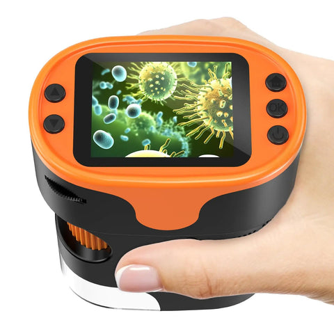 Hand holding Kid Friendly Handheld Microscope With 2.0 Inch Screen 1000X Magnification Rechargeable Pocket Digital Microscope