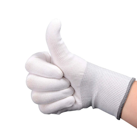 Super Comfy Breathable White Nylon Work Gloves Non Slip For Vinyl Wrapping Pc Building Daily Labor Tasks Soft Skin Feel No Odor One Size Fits Most Pack Of Six Pairs