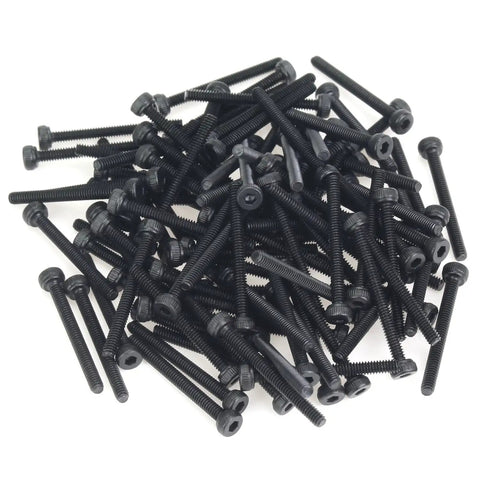 105 Piece M2 x 20mm Socket Head Cap Screws Set With 0.4mm Thread Pitch Black Oxide Finish Fully Threaded 12.9 Grade Alloy Steel Ideal For DIY Projects Rc Electronics And Small Machinery, black screws pile