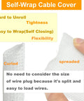 12ft Self Wrapping Cable Management Sleeve For Desk Wall And Floor Braided Mesh Split Loom Tubing Hider Pet Proof Wire Protector Kit White, showing flexibility and ease of wrapping