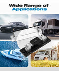 250 Amp ANL Fuse Holder Inline 0 2 4 Gauge AWG For Your Car Audio Rig With Easy Install Two Screw Holes Secure Mount Great For Cars Trucks Boats Durable Construction For Long Lasting Performance In Harsh Road And Marine Conditions., inline fuse holder shown with cars, truck, boat, and RV applications