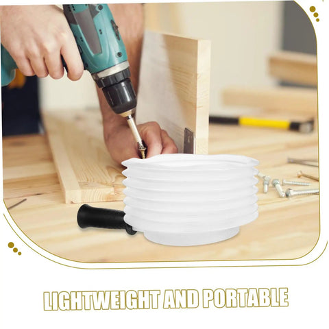 Transparent Drill Dust Collector Cover For Electric Drills And Grinders With Rock Solid Debris Shield preventing dust during drilling.