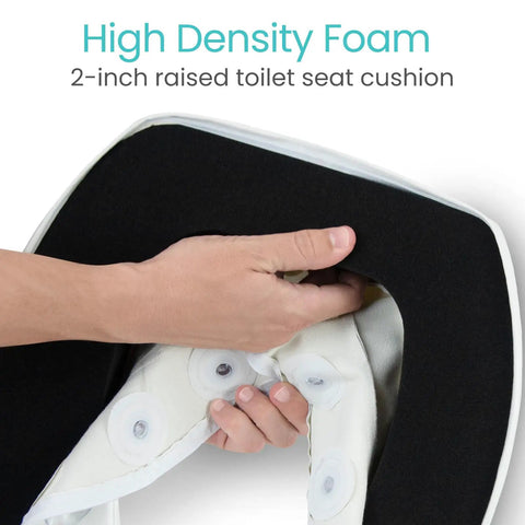 Solid Comfort Universal Toilet Seat Riser Cushion For Seniors Helping Hip Knee Pain Relief Elevated Bathroom Seat No Fuss Setup Thick Padding Makes Every Sit Stand Transfer Smooth Stress Free Daily Essential Aid
